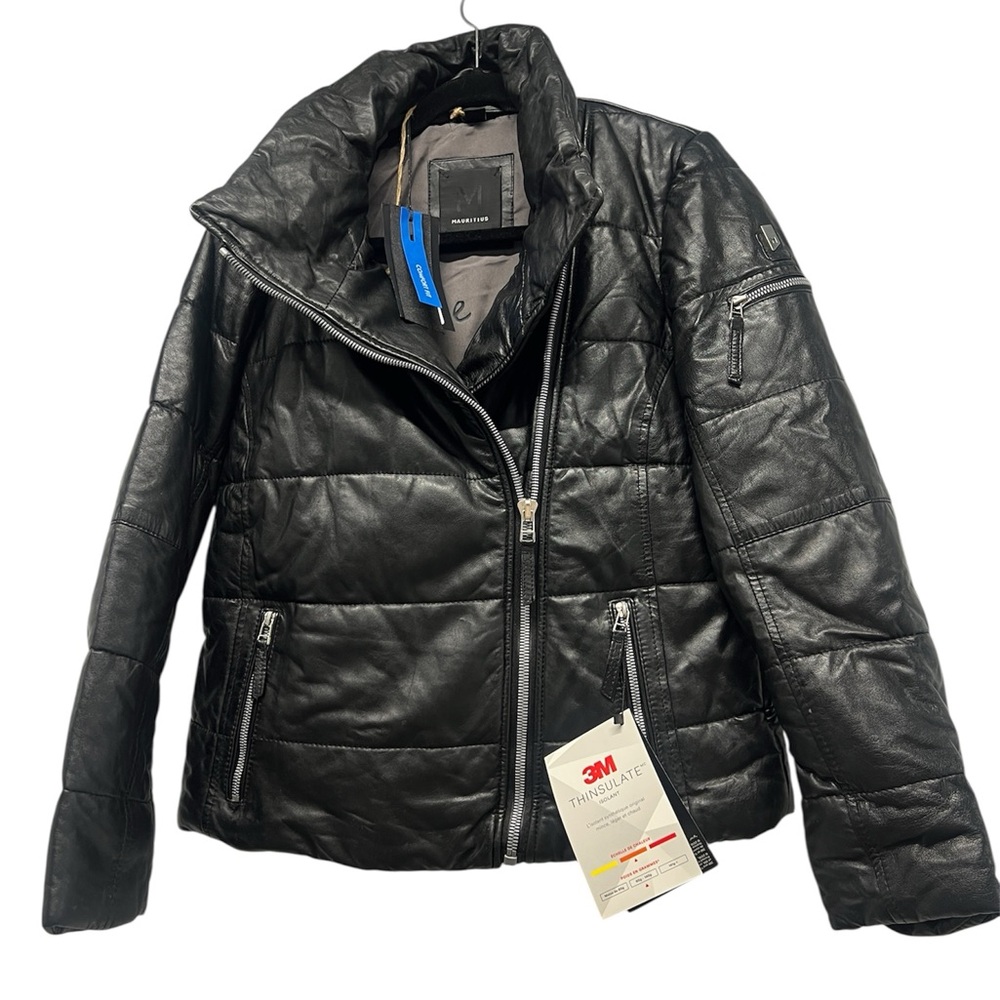 NWT MAURITIUS Women's RENA soft lamb leather puffer jacket Small - Picture 5 of 16